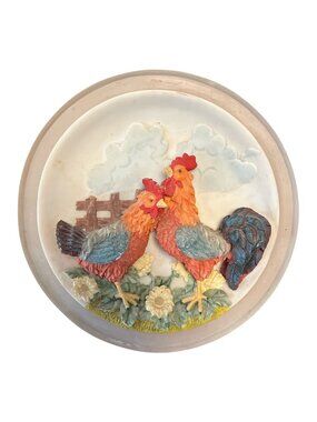 Vintage Rooster Wall Plaque Round Farmhouse Country Decor 7.5 Inch